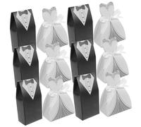 STOBAZA 200pcs Wedding Favor Boxes Bride Groom Candy Treat Holders Classic Tuxedo Dress Paper Gift Boxes for Wedding Bridal Shower Engagement Party Easy Fold Decorative Mini Candy