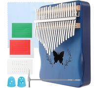 STOBAZA 21-key Blue Thumb Piano Wooden Kalimba with Ergonomic Arc Design Full Veneer Solid Wood Material Portable Finger Piano for Boys and Girls and Beginners