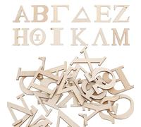 STOBAZA 24pcs Natural Wood Greek Alphabet Letters Smooth Unfinished Wooden Craft for Learning DIY Painting Scrapbooking Wall Decor Safe and Educational Tool