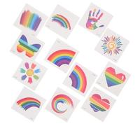 STOBAZA 24pcs Temporary Rainbow Face Stickers Pride Accessories for Adults Vibrant Gradient Designs Safe for Parties and Celebrations