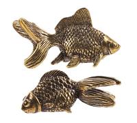 STOBAZA 2Pcs Antique Brass Fish Figurine Vintage Feng Shui Carp Statues for Home Office Decor Symbol of Wealth and Prosperity Chinese Culture and Desktop Ornament