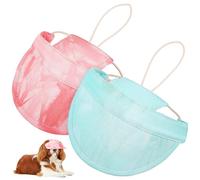 STOBAZA 2pcs Breathable Summer Pet Hat for Dogs with Adjustable Strap, Cotton Dog Sun Protection Hat Featuring Wide Brim, Ear Holes, and Tie-dye Design for Outdoor Walking in Park