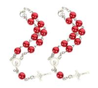 STOBAZA 2Pcs Car Interior Rosary Pendant Cross for Rearview Mirror Charm Stylish Catholic Jewelry Hanging Accessories for Women Men