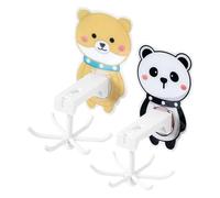 STOBAZA 2pcs Cartoon Rotating Folding Hooks 6-Claw Utility Hooks for Kitchen and Bathroom No-Drill Adhesive Wall Multi-Functional Storage for Home Featuring Shiba Inu and Panda Designs