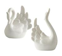 STOBAZA 2pcs Ceramic Swan Sculpture Elegant Porcelain Figurines with Smooth Surface for Desktop Living Room Office Decoration Space Saving Nordic Style Table Ornament