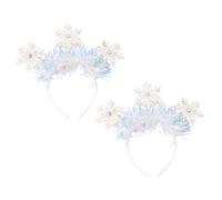 STOBAZA 2Pcs Christmas Snowflake Headbands for Women Glitter Winter Wonderland Hairbands Festive Xmas Party Hair Accessories Hair Decor Easy Wear Holiday Headbands