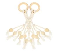 STOBAZA 2pcs Cotton Rope Banana Hanging Hooks Set with Wooden Beads | Cabinet Storage, Air Circulation for Bananas and Peppers, Beige Cotton and Wood Finish