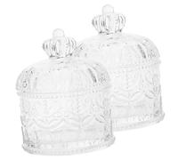 STOBAZA 2Pcs Crystal Crown Glass Candy Containers with Lids Transparent Sealing Jars for Dried Fruit Snacks Coffee Tea Storage Multi-functional Candy Holders for Home and Wedding Decor