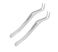 STOBAZA 2pcs Curved Stainless Steel Tweezers with Built Comb Eyelash Extension Applicator for False Lashes DIY Lash Cluster Tool Comfortable Secure Use