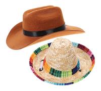 STOBAZA 2pcs Decorative Dog Hat Cat Straw Hat Fashionable Lovely Style Easy to Put and Take for Family Portraits and Broadcast Dates