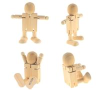 STOBAZA 2pcs DIY Wooden Robot with Movable Joints, Educational Craft Dolls, Unfinished Wooden Robot Ornament for Painting and Creative Play