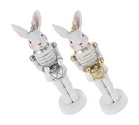 STOBAZA 2pcs Easter Bunny Soldier Figurines Pair, White Resin Ornaments | Rustic Cottagecore Styling, Stable Base, Vibrant Detailed Finish, Suitable for Tiered Trays, Bookshelves and Dining Table