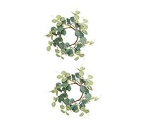 STOBAZA 2Pcs Easter Candle Wreaths Nordic Style Eucalyptus Leaf Candle Rings Decorative Household Wreath Decor for Party Table Fireplace