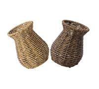 STOBAZA 2pcs Handmade Rustic Woven Flower Vase Farmhouse Style Imitation Rattan Vases for Dried Flowers Compact Tabletop Decorative Floral Centerpieces Artisan Crafted Home Decor