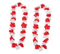 STOBAZA 2pcs Hawaiian Style Flower Necklaces Lightweight Cloth Leis for Beach Parties and Hawaiian Themed Events Bright Red White Petal Design Comfortable Festive Garland Accessories