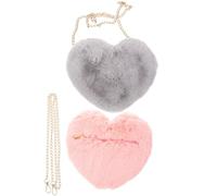 STOBAZA 2pcs Heart Purse Plush Shoulder Bag with Long Chain | Love Shaped Design, Metal Details, Moderate Capacity, Festival Events and Night, Giftable