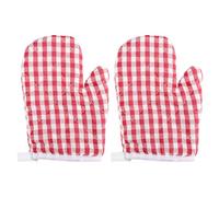STOBAZA 2pcs Kids Oven Mitts, Heat Resistant Red Kitchen Gloves for Children, Safe Microwave and Baking Mitts, Perfect for Cooking and Grilling