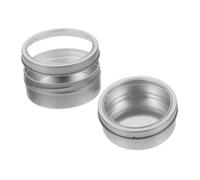 STOBAZA 2pcs Magnetic Round Spice Tins Stainless Steel Small Metal Storage Containers with Clear Lids Space Saving Sealed Kitchen Organizer for Spices Small Items and Medication Storage