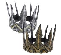 STOBAZA 2pcs Medieval King Crown Headbands for Halloween Prom Party Costume Accessories Soft Foam Headdress in Antique Gold and Silver Decorative Royal Cosplay Props for Men and Boys