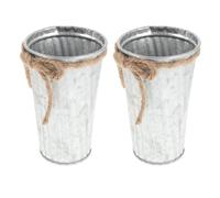 STOBAZA 2pcs Metal Pencil Holder Round Pen Cup with Twine Bow Rustic Iron Desk Organizer for Office School Multipurpose Cosmetic Brush Stationery Storage Container