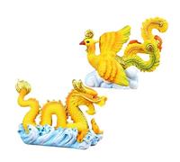 STOBAZA 2Pcs Miniature Dragon and Phoenix Resin Figurines Stable Animal Cake Decorations for Desserts and Home Compact Lightweight Chinese Zodiac Ornaments with Texture