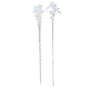 STOBAZA 2pcs Modern Minimalist Silver Hair Sticks with Moon and Star Shapes, Crystal and Metal Hair Chopsticks that Simplify Styling Steps and Stay in Place, for Busy Mornings and Parties