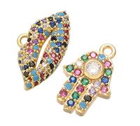 STOBAZA 2pcs Palm Jewelry Parts Pendant Colorful Electroplated Copper Beautiful Funny Design for Handmade DIY Accessories Random Color