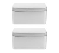 STOBAZA 2Pcs Rectangular Tea Storage Boxes with Lid 5.12X3.15X2.36 Inch Airtight Tinplate Canisters for Bulk Tea Coffee Jewelry Organizer Household Storage