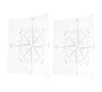 STOBAZA 2pcs Reflective Compass Car Decal Sticker in White PVC Material Nautical Compass Pattern, Waterproof and Self-Adhesive for Car Body and Vehicle Use, for Outdoor Adventures