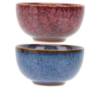 STOBAZA 2pcs Retro Ceramic Tea Cups Premium Kung Fu Teaware for Home and Tea House Safe Porcelain Teacups with Classic Fambe Glaze Decorative and Practical Drinking Bowls Random Color