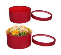 STOBAZA 2pcs round Florist Bouquet Boxes with Window Design, Pvc and Coated Paper Material, Elegant Red Flower Present Boxes to Extend Display Time for Romantic Occasions and Giftgiving