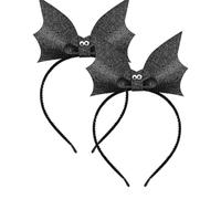 STOBAZA 2pcs Spooky Bat Headband for Halloween Party with Realistic Simulation and Comfortable Wear, Black Pu Bat Wings Hair Hoop Accessory for Adults and Women