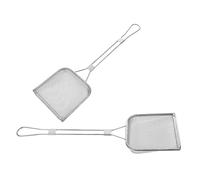 STOBAZA 2Pcs Stainless Steel Square Mesh Skimmer Spoon for Frying and Cooking Perforated Oil Fat Strainer Ladle Kitchen Tool for Chicken French Fries Home and Restaurant Use