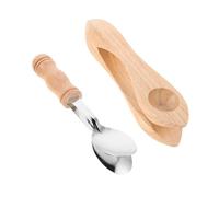 STOBAZA 2pcs Traditional Wooden Musical Spoons with Handle Percussion Instruments for Rhythm Learning and Cultural Music Exploration Portable Folk Percussion