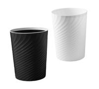 STOBAZA 2pcs Trash Can Home Garbage Bin for Bathroom Bedroom Office Simple Round Open-top Waste Container in White and Black PP Material Household Rubbish Bin