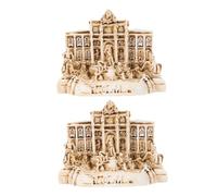 STOBAZA 2pcs Trevi Fountain Church Statue Miniature Resin Model Italian Ancient Roman Architecture Sculpture Home Office Decorative Keepsake