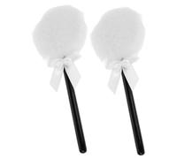 STOBAZA 2pcs Ultrasoft Long Hair Powder Puff Body Makeup Puff with Fairy Wand Design for Loose and Setting Face Powder for Wet and Dry Application