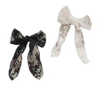STOBAZA 2Pcs Women Bowknot Hairpin Stylish Embroidered Lace Hair Clips for Weddings Parties Daily Wear Elegant Black White Bow Hair Accessories for Bridesmaids