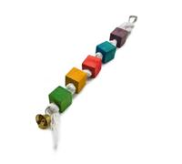 STOBAZA 2pcs Wooden Parrot Playing with Bells and Square Blocks, Hanging Bird Bite for Parakeet and Cockatiel, Promotes Fun and Skill Development in Birds