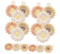 STOBAZA 30pcs DIY Sunflower Pendant Charms Lightweight Jewelry Making Accessories for Keychains Earrings Bracelets Craft Supplies in White Orange Yellow