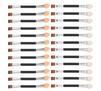 STOBAZA 30pcs Dual-ended Eyeshadow and Eyebrow Brush Set with Silver Aluminum Handles, Double-sided Latex Sponge Applicators for Precise Eye Makeup Application, Cosmetic Tool for Women