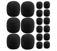 STOBAZA 30pcs Microphone Windscreen Foam Mic Covers Noise Reduction Easy Installation Black Sponge for Outdoor Live Recordings Lapel Headset Microphones