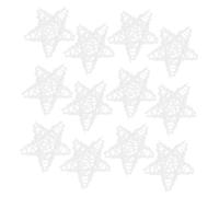 STOBAZA 30pcs White 6cm Wicker Rattan Star Hanging Ornaments for Patriotic Veterans Decor, 4th of July DIY Decorations, July Star Shaped Rattan Home Accessories