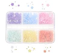 STOBAZA 3d Flower Nail Charms with Pearls 1 Case Acrylic Five-petal Nail Decorations Small 6-compartment Box for Manicure
