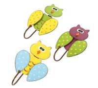 STOBAZA 3pcs Cartoon Owl Wall Mounted Hooks Hanging Hooks in Yellow Green Purple Decorative Key Holder for Entryway and Home Organization
