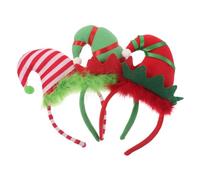 STOBAZA 3pcs Christmas Elf Headband Soft Comfortable Holiday Hairbands with Cartoon Striped Santa Hat Design for Party Supplies and Festive Dress Up Accessories