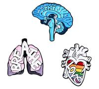 STOBAZA 3pcs Enamel Brooch Set - Heart and Brain Organ-Shaped Decorative Pins, Painted Love Corsage Pins for Jackets and Coats, Creative Anti-Slip Breastpin Accessories for Women