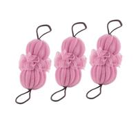 STOBAZA 3Pcs Pink Bath Loofah Sponges Soft Exfoliating Shower Mesh Poufs for Gentle Skin Cleansing and Massage Simple Design Family Pack Bath Balls for Women and Men