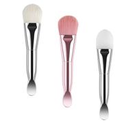 STOBAZA 3pcs Silicone Facial Mask Applicator Brush Set with Double-ended Soft Fiber Brushes and Spoons for Stirring Body Lotion and Body Butter, Portable Tool for DIY Mask Craft