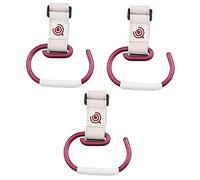 STOBAZA 3pcs Stroller Hooks Clips Convenient Stroller Accessories for Hanging Diaper Bags Purse Belt Wine Red Hook Use Pram Buggy Pushchair